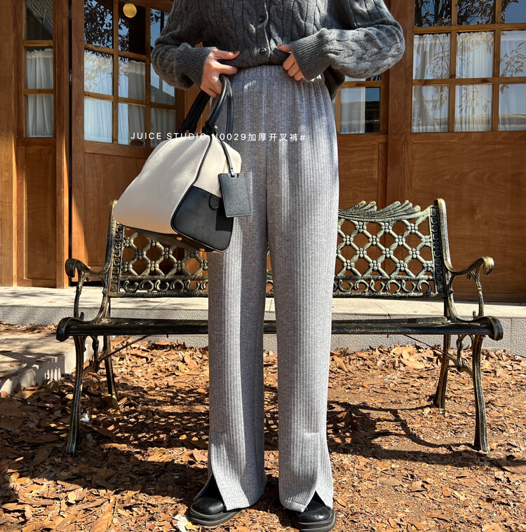 【JUICE】Simple slit casual pants N0029