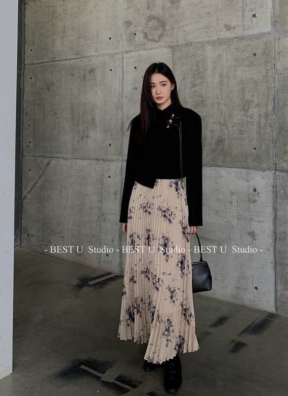【BEST U】New Chinese style retro print long skirt 60389# LSW