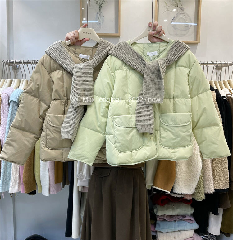【MAX ORIGINAL】Korean Simple Loose Casual Warm Down Jacket (with Shawl) (Duck Down 90%) 99018# HBX