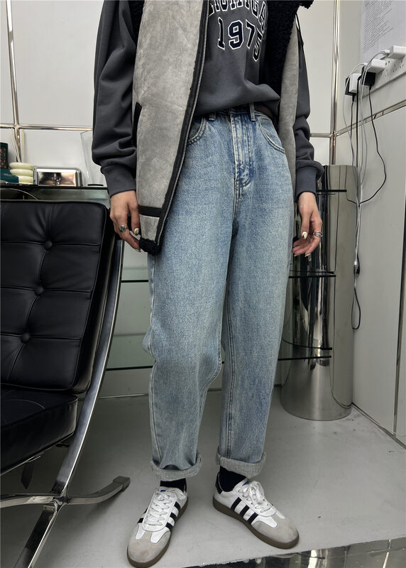 【T-PLATFORM】Simple and Versatile Harem Fleece Jeans (with Belt) V8923# CQW