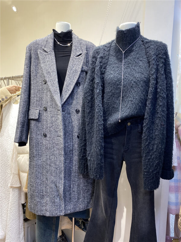 【BEST U】High-end fashionable loose double-breasted coat B33030# LSW