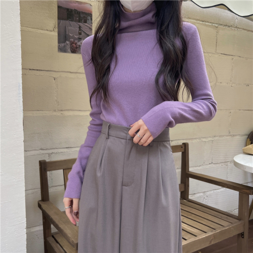 Real shooting real price New Korean version all-match soft and thin high-necked long-sleeved knitted bottoming shirt women 13 colors