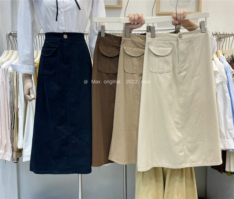New in autumn!【MAX ORIGINAL】Korean high waist loose pocket skirt 98700# HBX