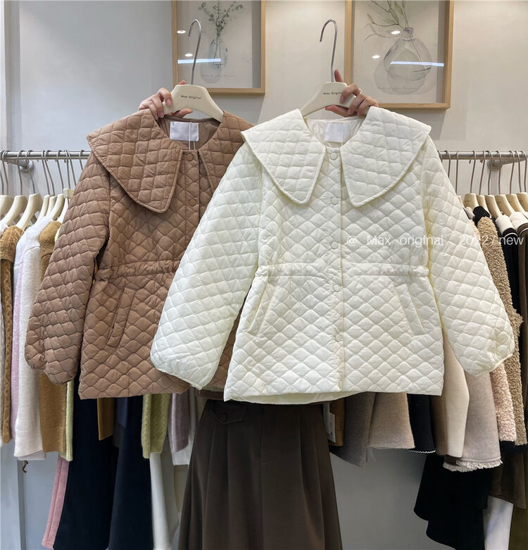[MAX ORIGINAL] Age-reducing doll collar drawstring waist warm padded jacket 98985# HBX
