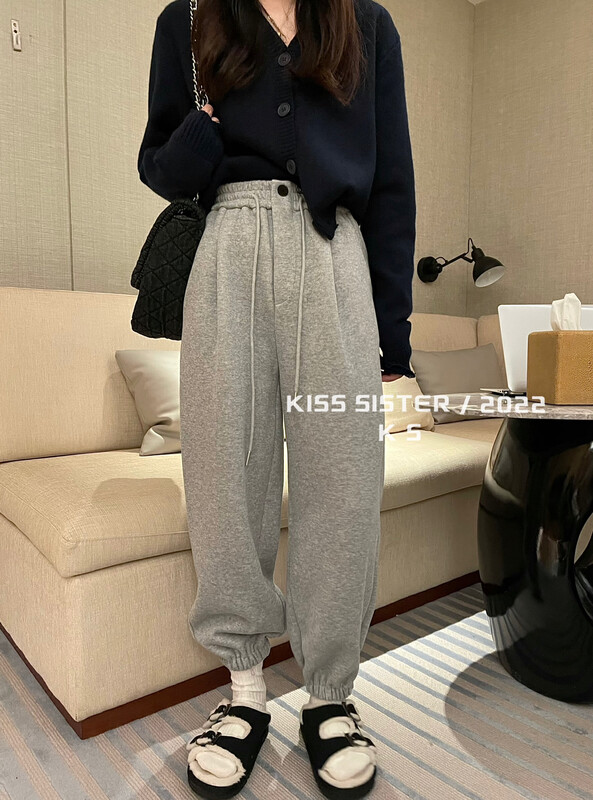 【KISS SISTER】Korean version of simple and versatile elastic waist and leggings casual pants 22Y9863