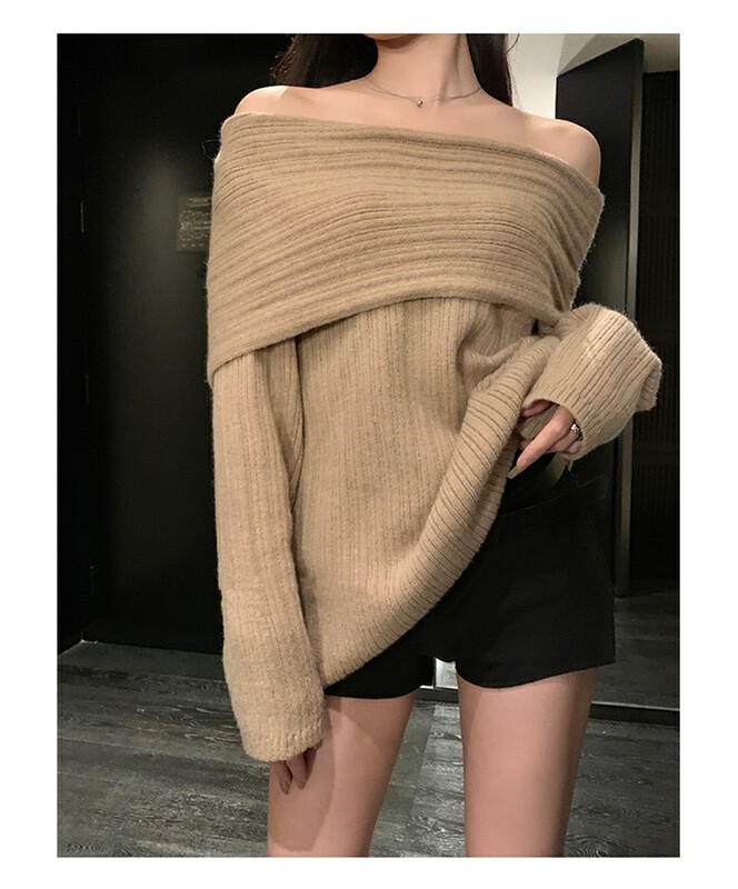 [Yi Kaoru] Lazy one-shoulder high-quality gentle knitted sweater 0483# HYY