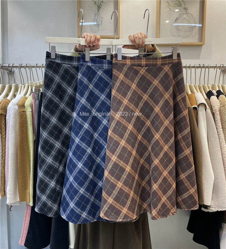 【MAX ORIGINAL】Retro slimming plaid skirt 99003# HBX