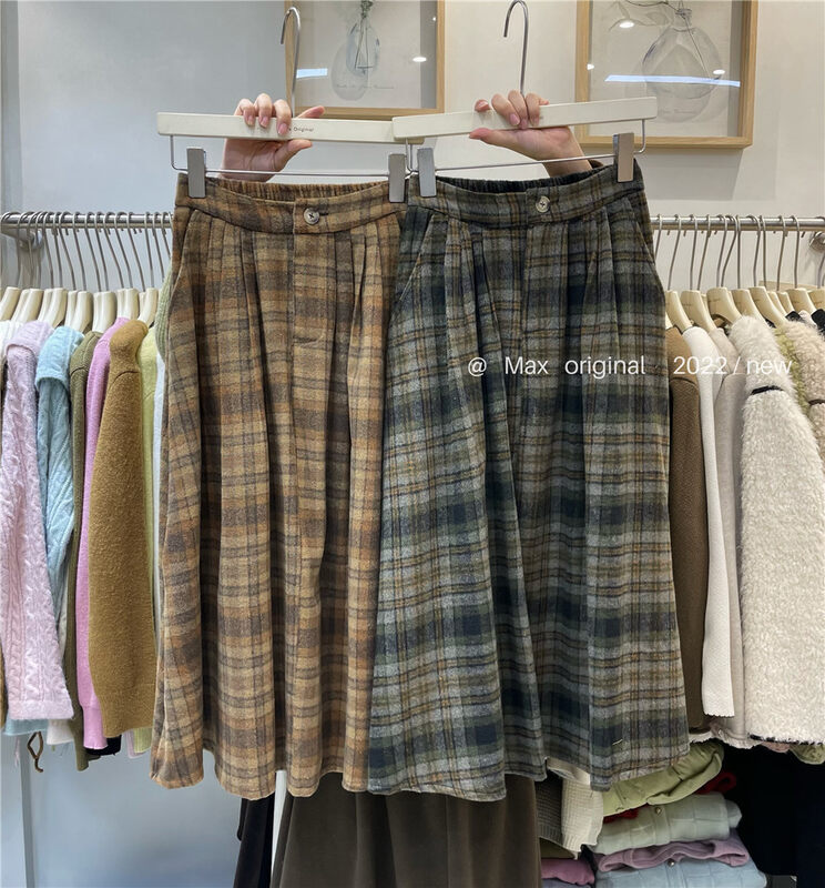 【MAX ORIGINAL】High waist plaid fashion retro skirt 99020# HBX
