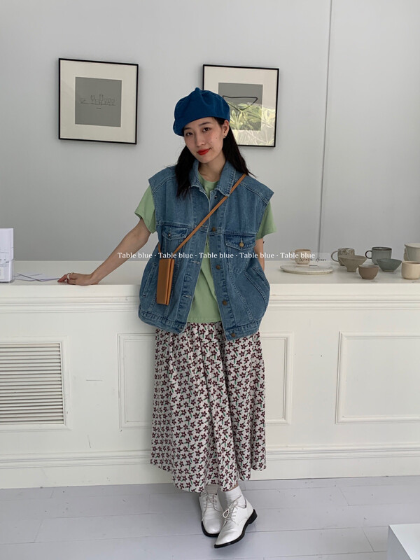 New in early spring!  【FROM ANNA】Korean Casual Simple Denim Vest 2033# LSW
