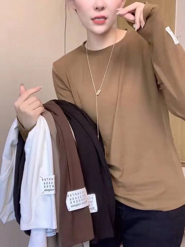 New in autumn! [Ziyijia] Simple solid color casual long-sleeved T-shirt YS4-821# WTT