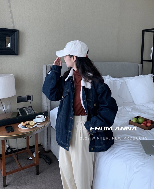 【FROM ANNA】Simple and versatile Korean casual denim jacket 1246# LSW