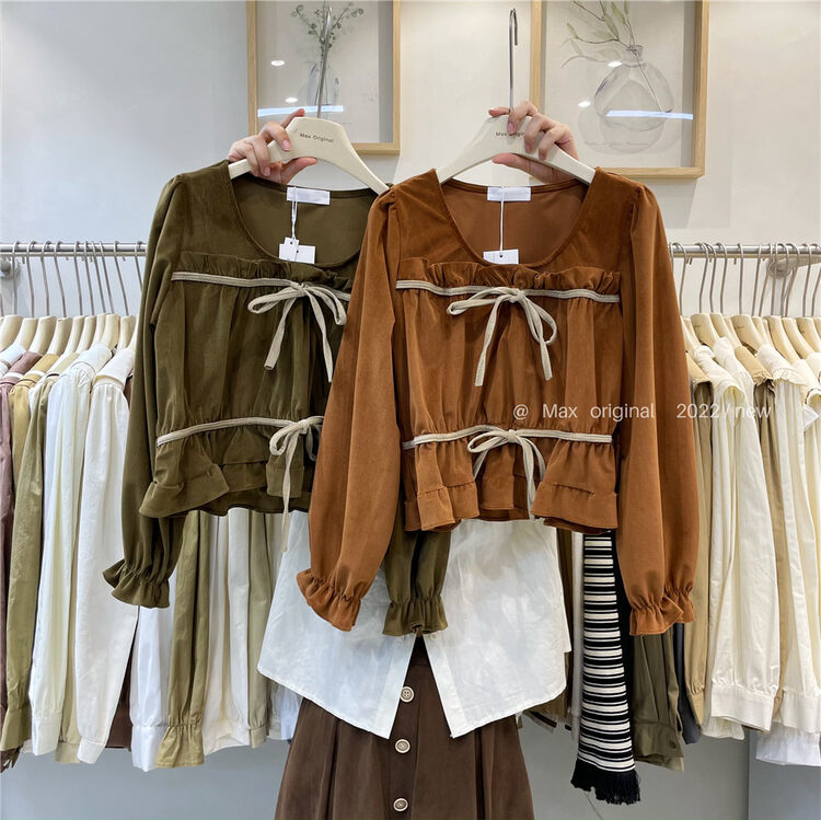 New in autumn!【MAX ORIGINAL】Gentle fungus edge suede shirt 98863# HBX