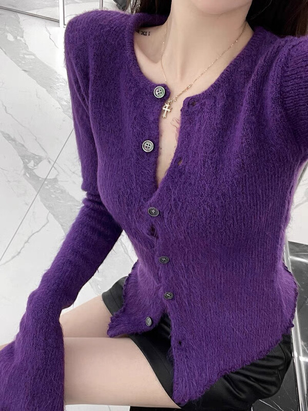 【SAVAGE】French hot girl style all-match solid color hem irregular knitted cardigan S1368# WPL