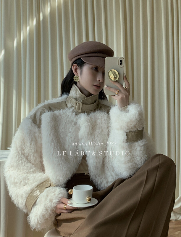 【LE LART】French leather faux fur coat fur LL3520