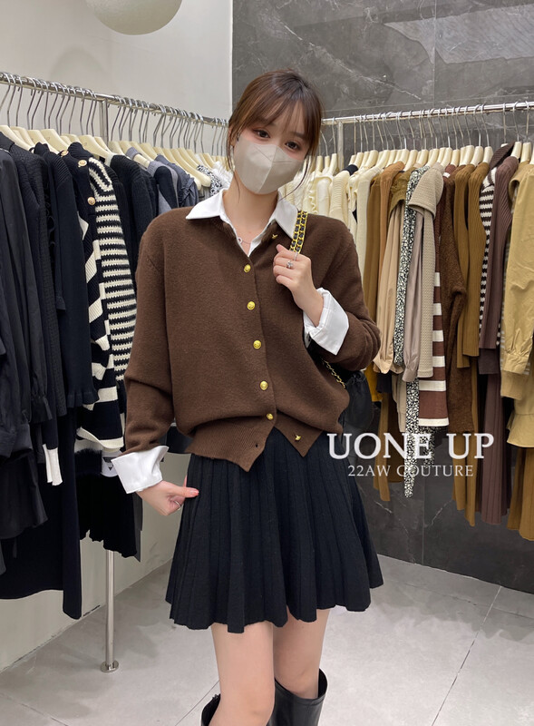 【UONE】Vintage College Style Embroidered Knit Cardigan 7882# LSL