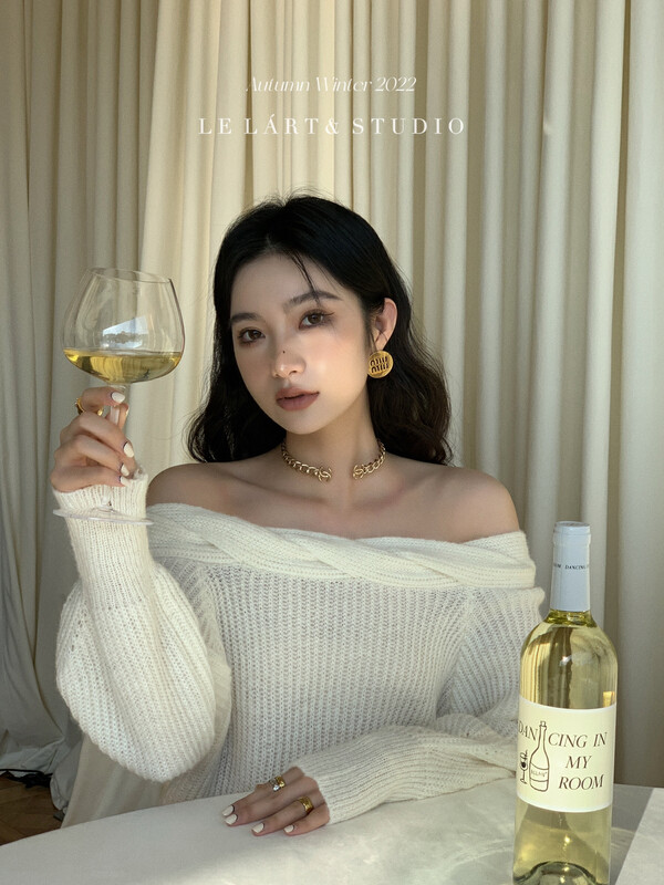 【LE LART】French pure desire style mohair one word neck off-the-shoulder pullover sweater XL279