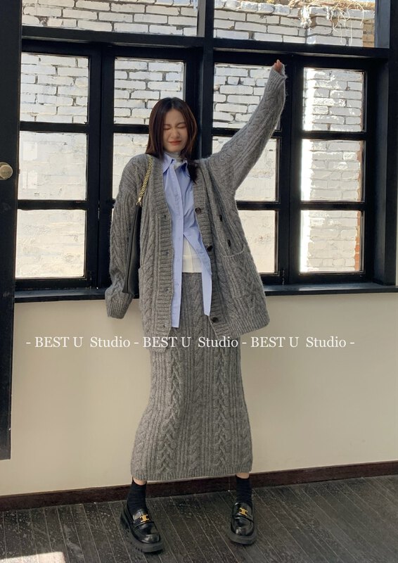 【BEST U】Gentle style long twist knitted skirt 99231# LSW
