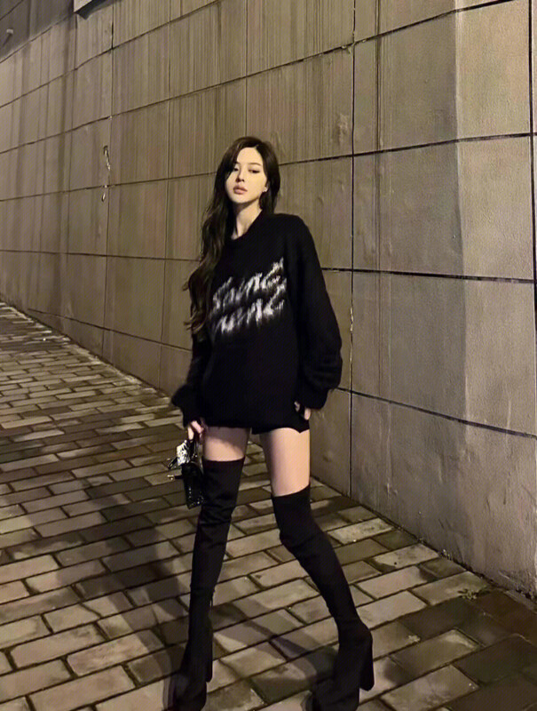 【NANCY】Lazy Letter Loose Knit Sweater C005# WPL