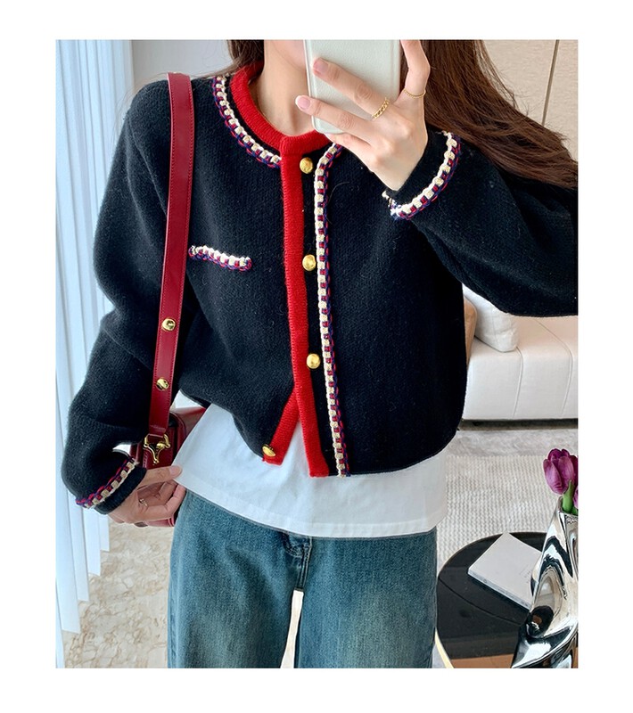 [Yi Xun] Round neck temperament all-match thin knitted cardigan 0477# HYY
