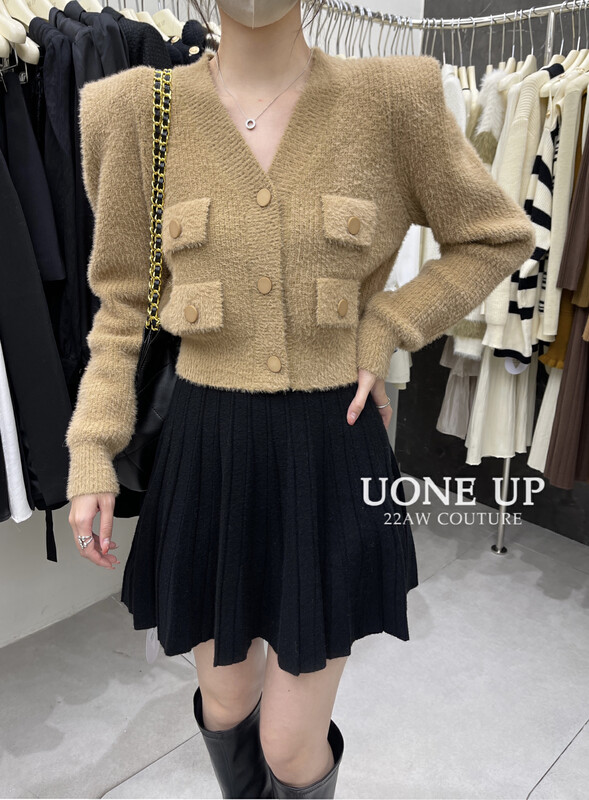 【UONE】Fashionable temperament imitation mink knitted cardigan 6509# LSL