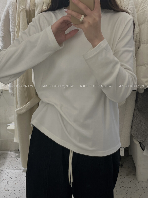 【MK】Solid Color Versatile Pullover Long Sleeve T-Shirt 3638-1# HJY