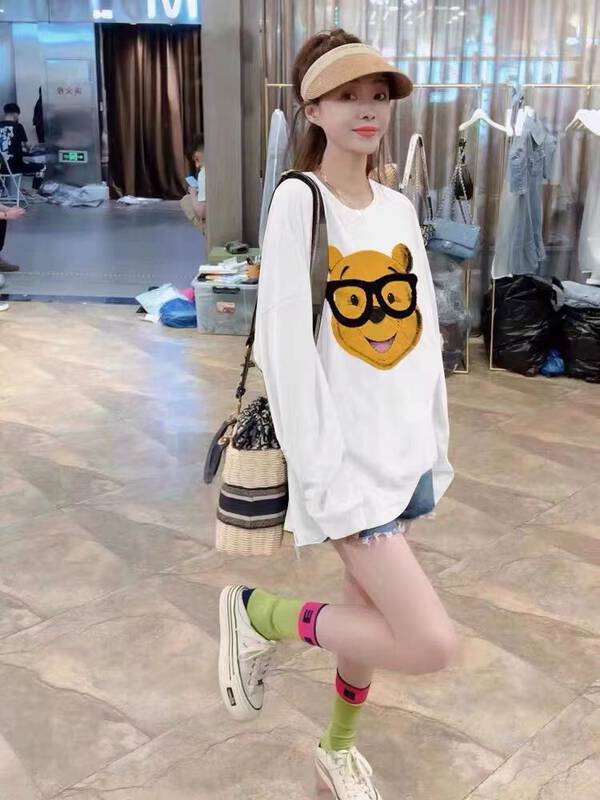 【Ziyijia】Cartoon Print Loose Long Sleeve T-Shirt 959# WTT