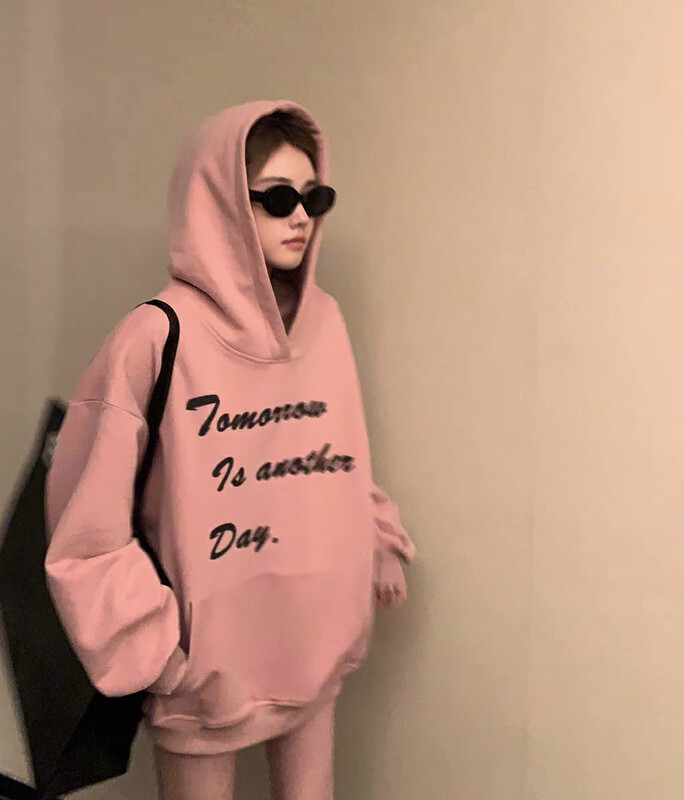 [Blue Show] Korean version of the alphabet print hooded sweater 6293# LSW