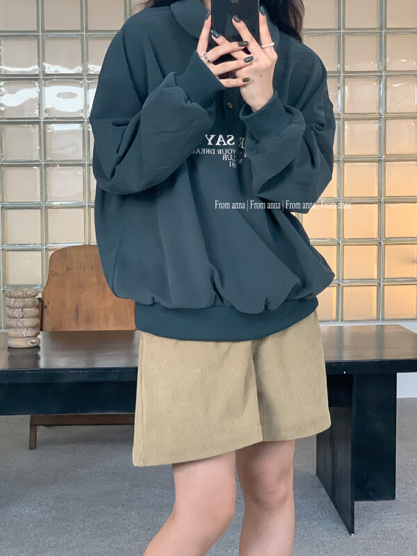 Original price 69.93! 【FROM ANNA】Korean Polo Neck Printed Sweatshirt 1192# LSW