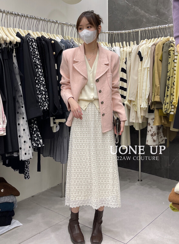 New for winter!  【UONE】Temperament Heavy Industry Embroidered Lace Double Sided Skirt 26863# LSL