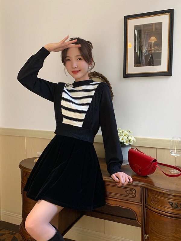 【NEW OPEN】Korean version of niche design stitching warm sweater JM80666# ZXX