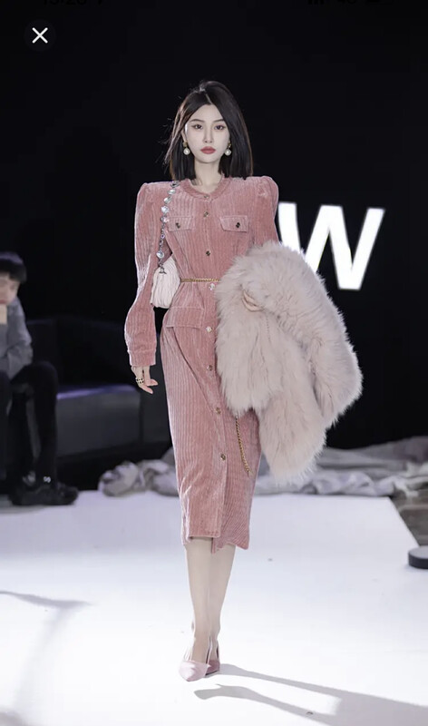 【SAVAGE】Korean all-match round neck lace-up dress (with belt) S1500# WPL