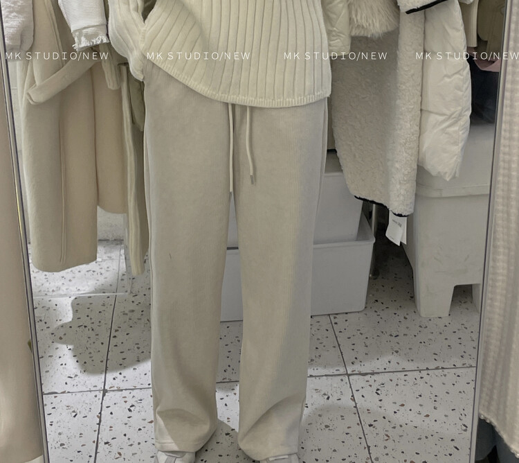 【MK】High waist straight wide leg fleece casual pants YS1-3680# HJY
