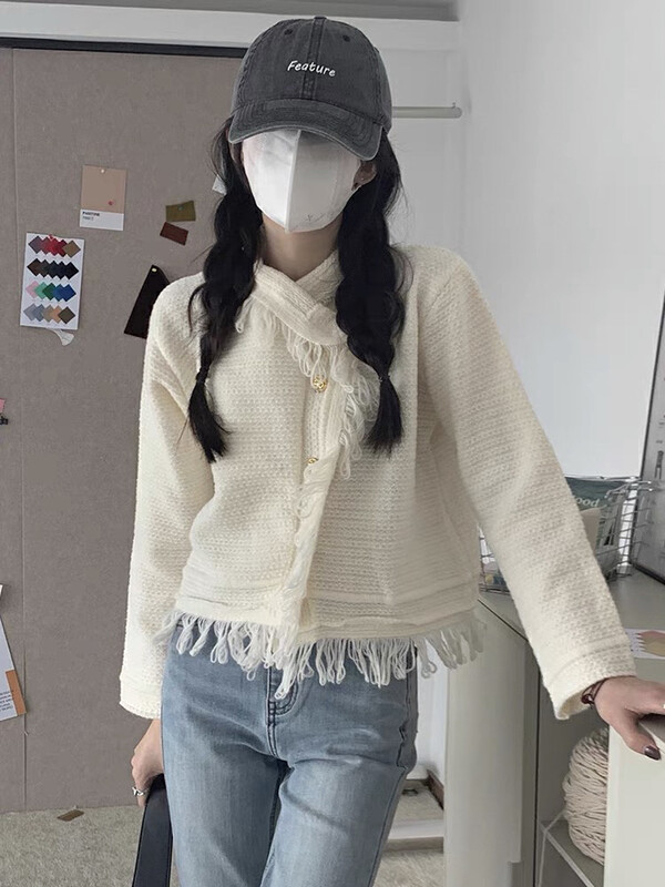 [Blue Show] Xiaoxiangfeng tassel texture knitted cardigan 7806# LSW