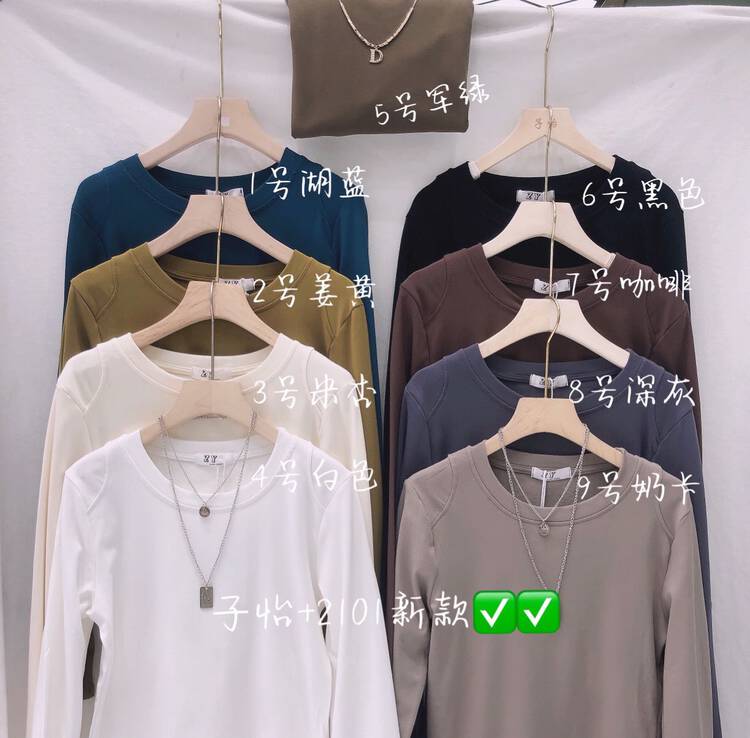 [Ziyijia] Brushed Simple Versatile Bottoming Long Sleeve T-Shirt 2101# WTT