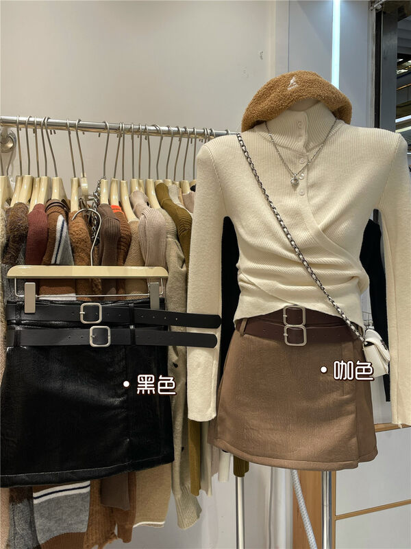 【JULIA】All-match fashion leather skirt (with belt) YS1-2250# PCZ