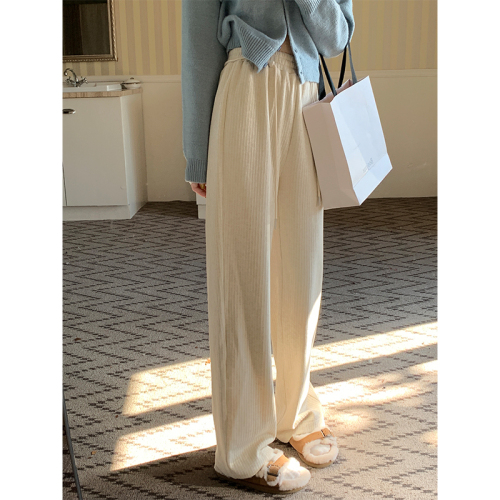 Real shot Korean style gentle style all-match mopping pants women's high waist drooping wide leg casual trousers 2022 new