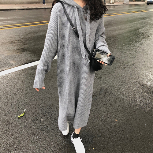 Real auction real price winter and Korean knitted warm hooded dress all detected