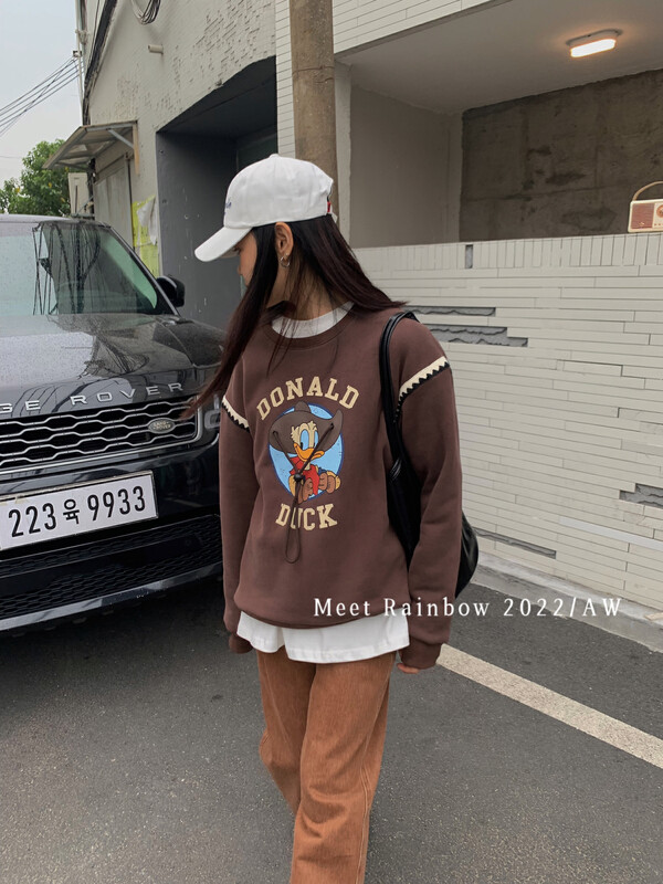 【MEET RAINBOW】Donald Duck Print Sweatshirt 01013# LSL