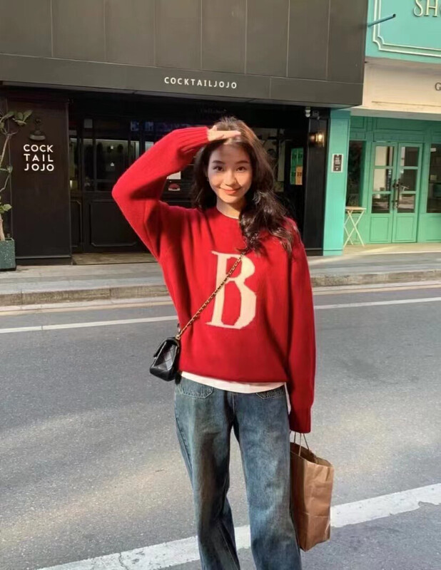 【LOVELY/SHMILY】Korean Retro Soft Waxy Letter Sweater Sweater M0938
