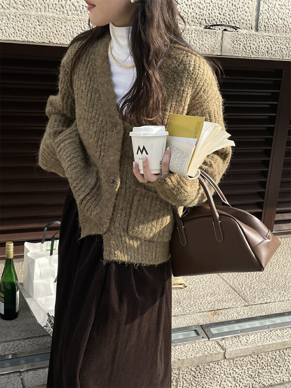【TN】Korean Style Double Pocket Design Casual Knit Cardigan (52% Alpaca Included) -M074# CLS