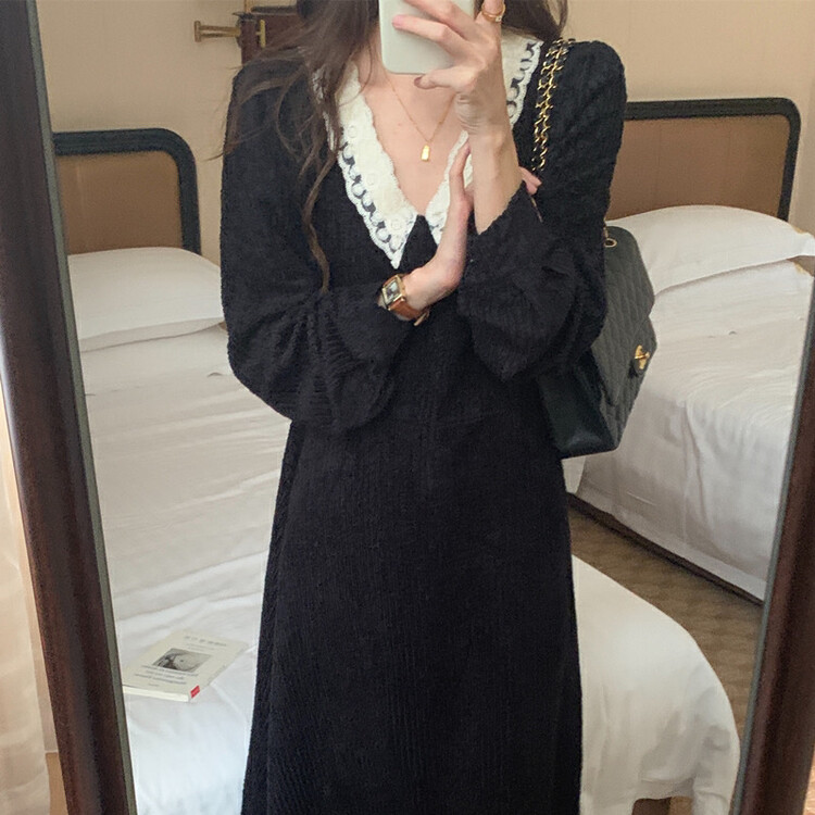 [Timely rain] Korean style ins retro Hepburn dress B995# WPL