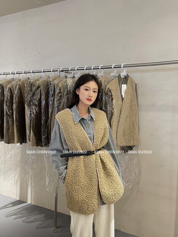 【MISS ZI】Korean Denim Vest Suit (with Belt) 3095# CQW
