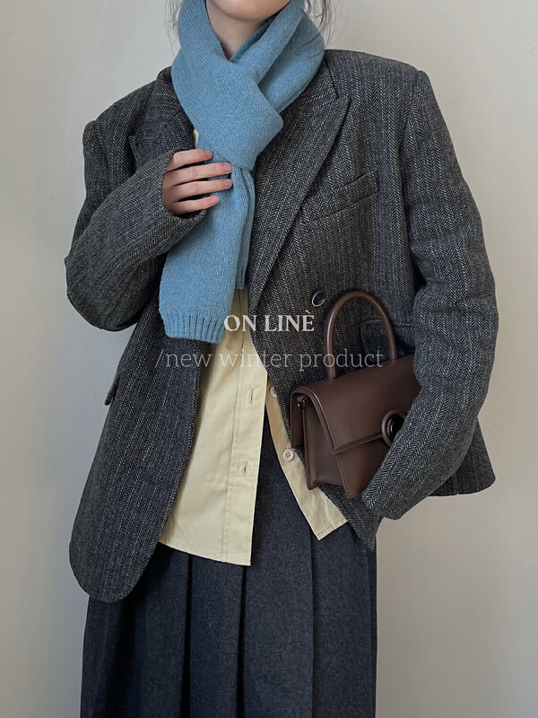 【ON LINE】100% wool retro herringbone pattern contrast color suit wool coat SY-36885