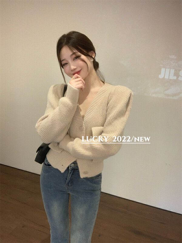 【LUCKY】V-neck knitted sweater 9714# ZXX