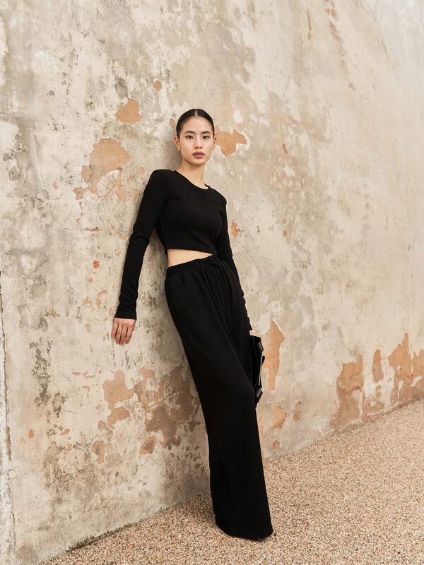 【WHITE】Drawstring Loose Solid Color Casual Pants K77089# GY