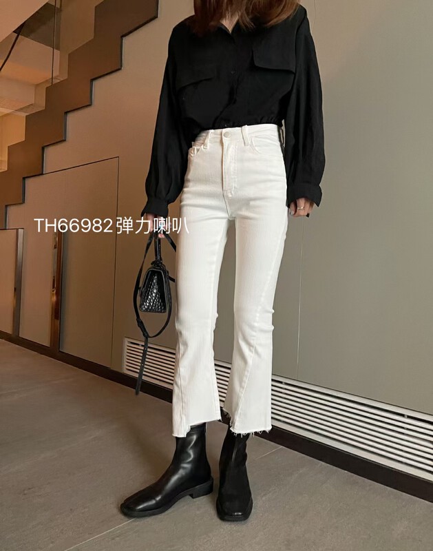 Original price 84.60! 【T.H】Korean version slim fit all-match stretch flared jeans 669821# LSW