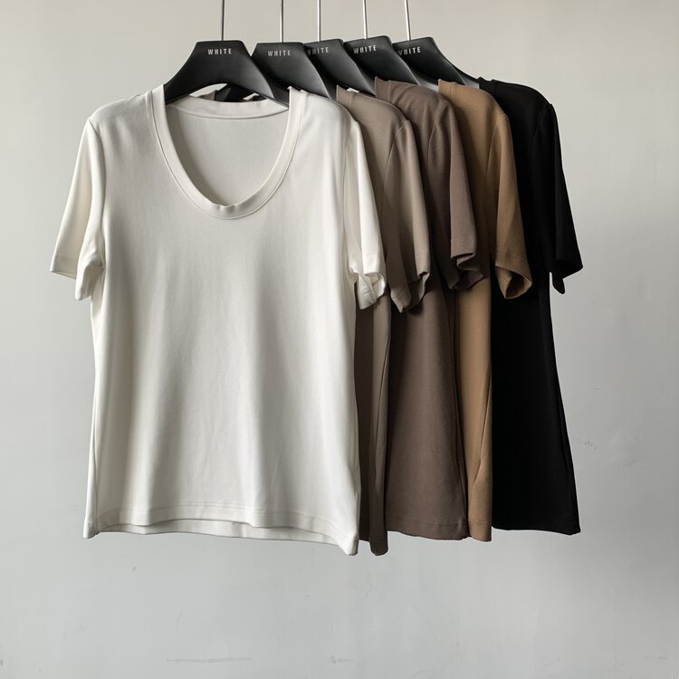 New in autumn! [WHITE] Simple and versatile solid color short-sleeved T-shirt YS1-88581# GY