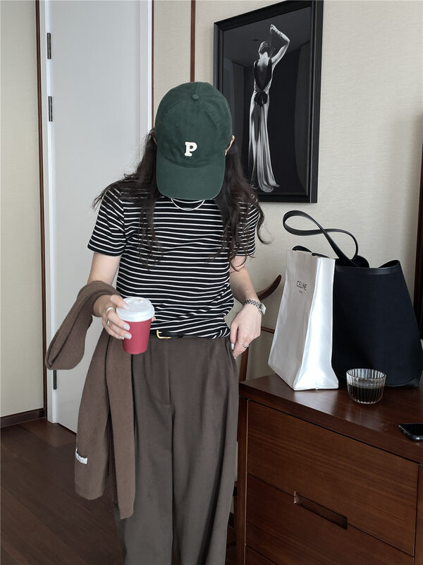 【TN】Striped all-match pullover short-sleeved T-shirt 3287# CLS