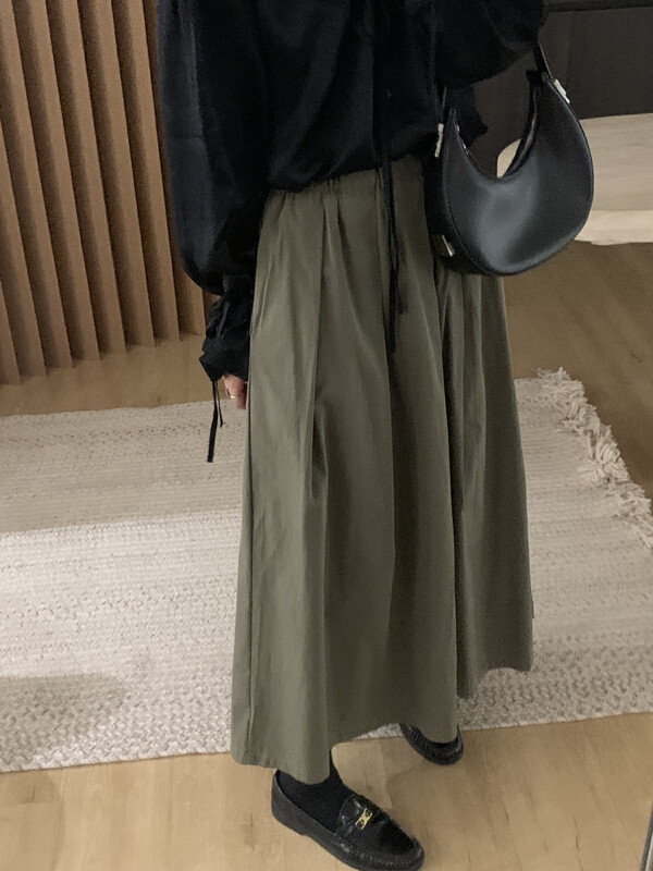 【ON LINE】Korean standard high waist elastic waist all-match thin washable cotton skirt 7209