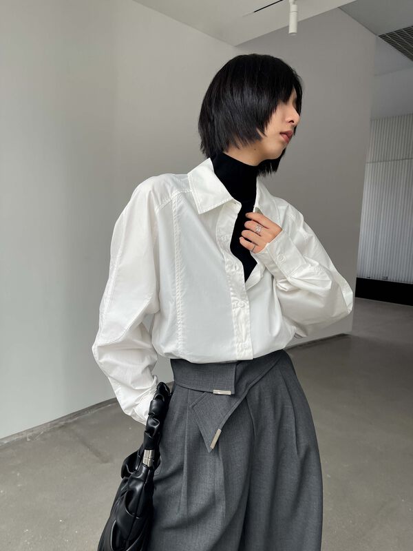 【WHITE】Fashionable all-match loose shirt B88772# GY